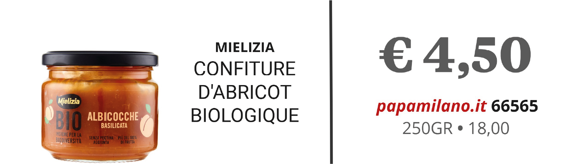 MIELIZIA CONFITURE D'ABRICOT BIOLOGIQUE